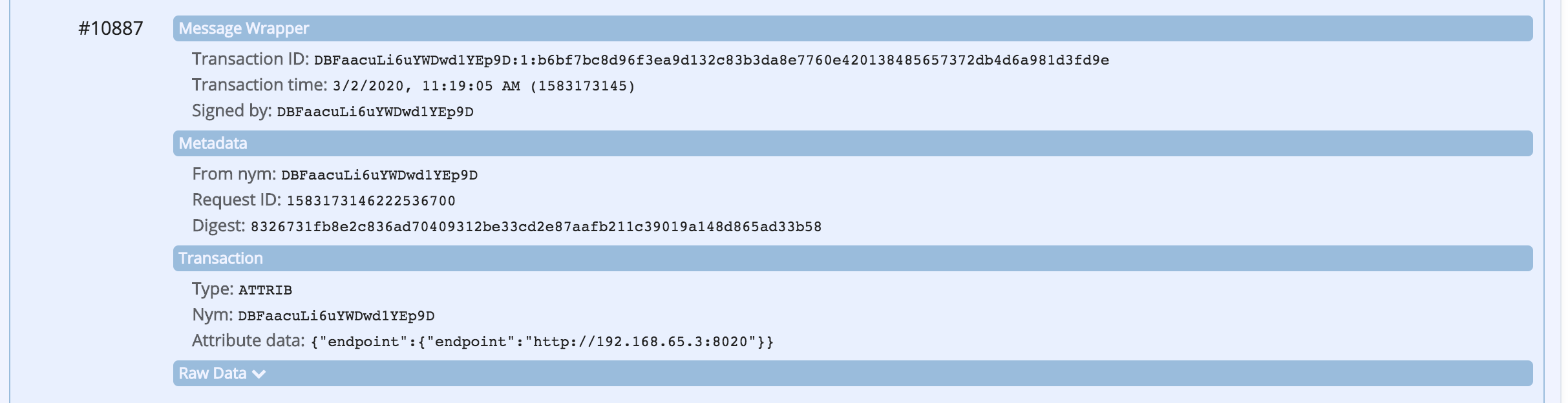 DID Endpoint Transaction