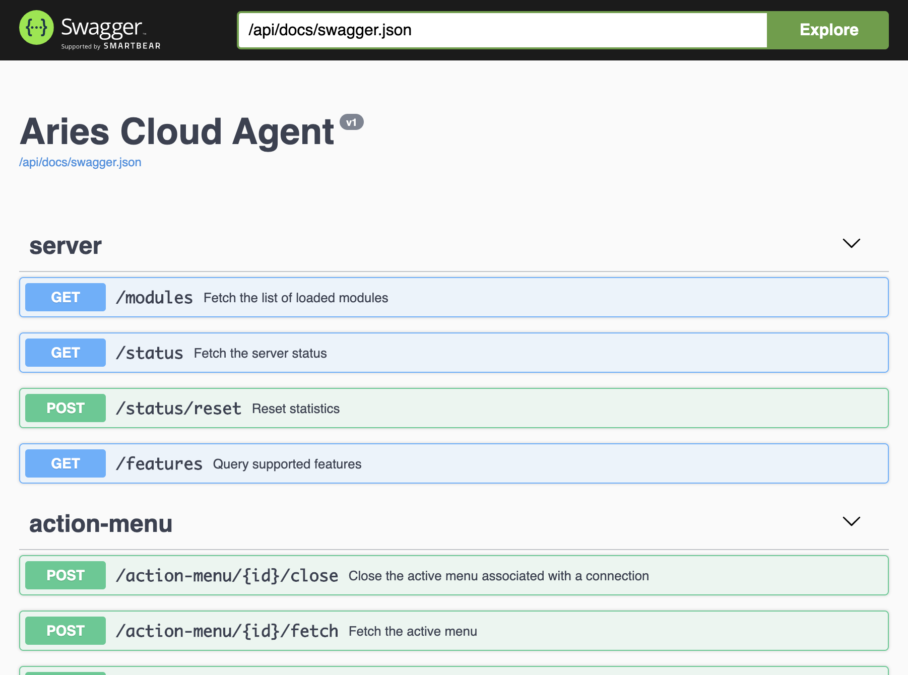 Admin API Screenshot